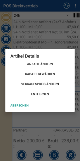 24h-Notdienste.App gewählte Artikel im Warenkorb ändern