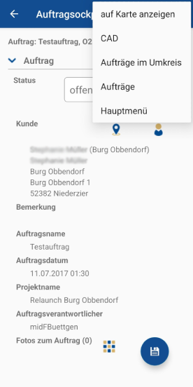 Auftragsdaten im Notdienst im Überblick